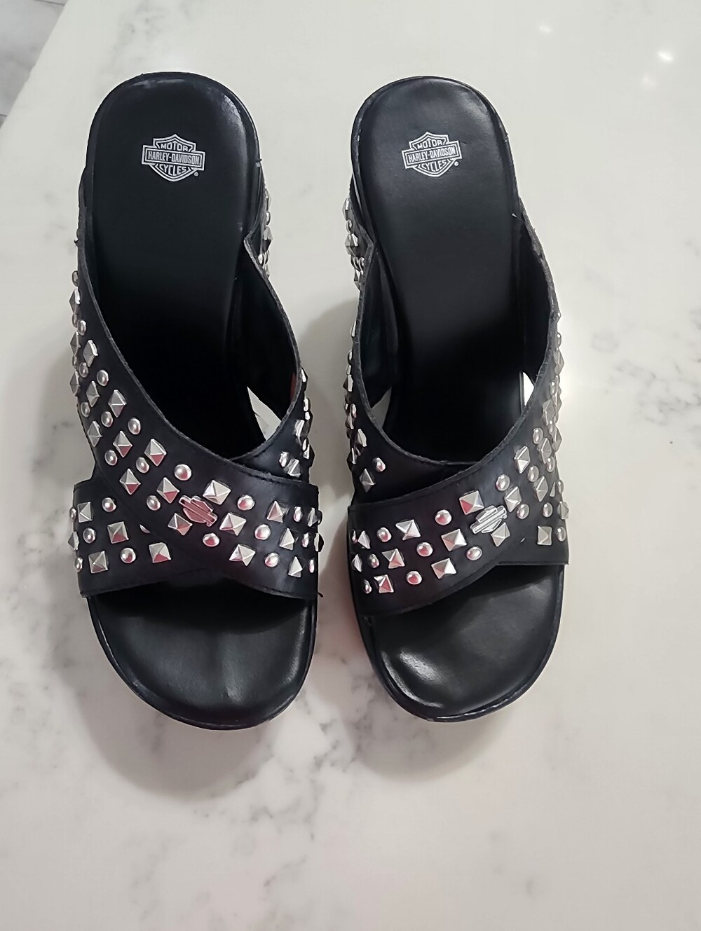 Harley-Davidson Black Studded Slide Mules